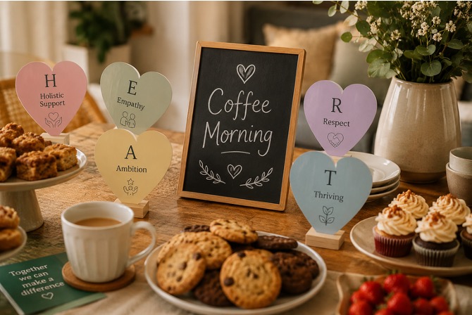 SHINE values displayed at a parents' coffee morning